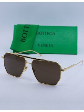 Bottega Veneta BV1012S 003 Aviator Sunglasses - Gold / Brown